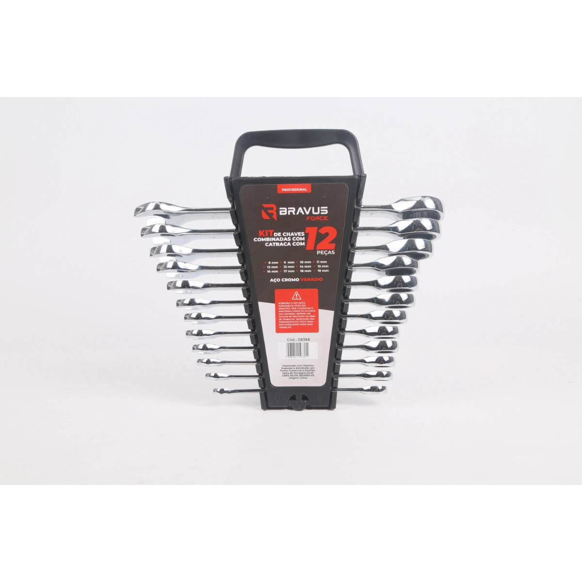 Kit Chaves Combinadas Catraca 12 Pcs 8 A 19mm Cromo Vanadio
