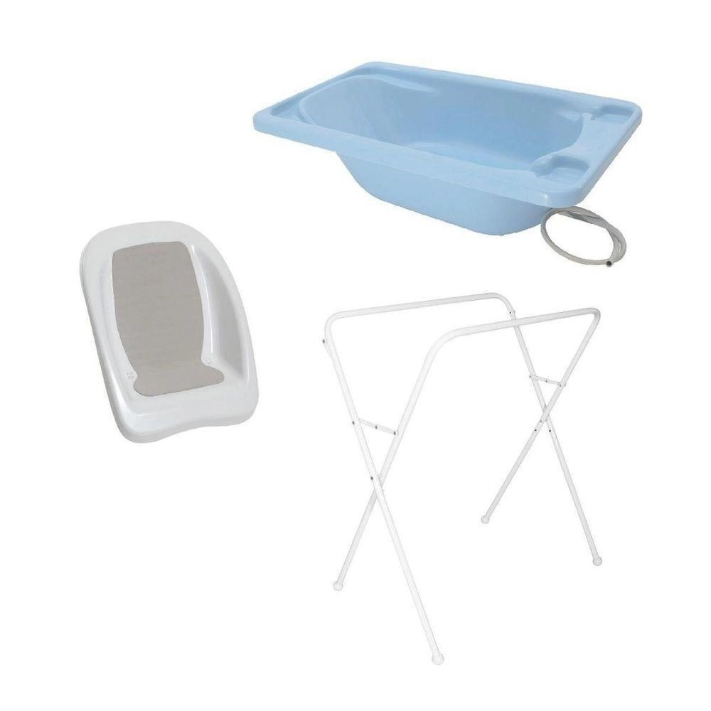 Banheira para Bebê Plástica Acqua Trio Galzerano Azul Pastel