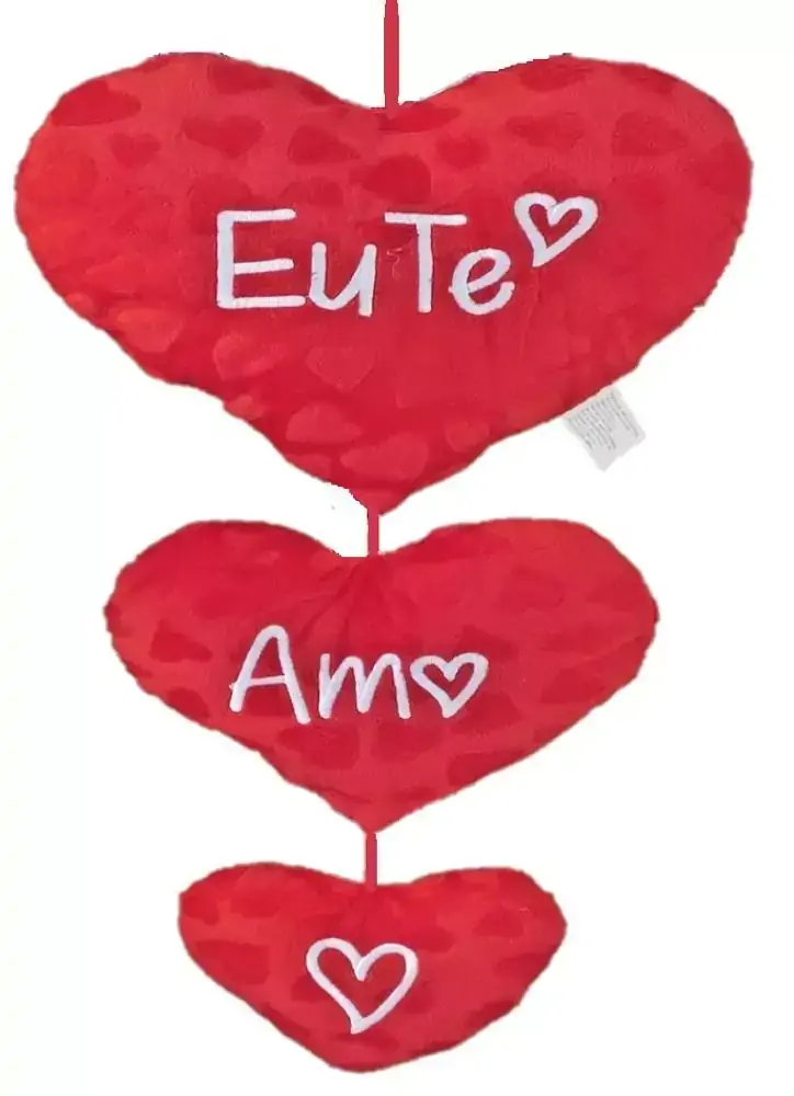 Coração Triplo EU TE AMO de Pelúcia 70x29 cm