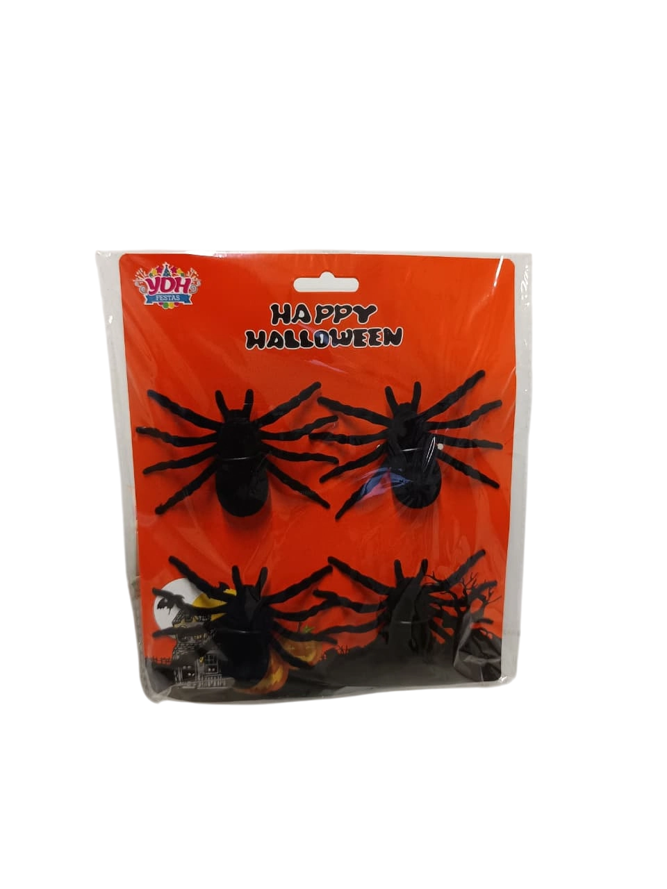 Aranha Preta Veludo 8cm C/4un Ydh