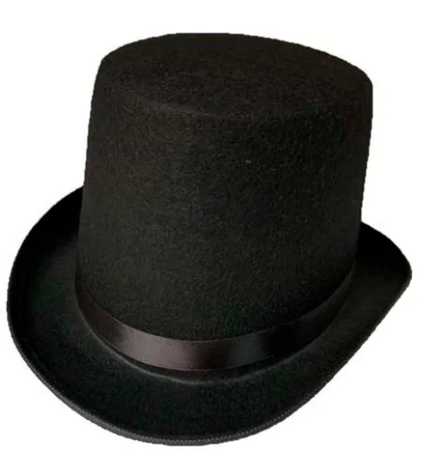 Chapeu Cartola Preta C/fita Cetim 30x25cm
