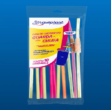 Canudo Plastico Flexivel Guarda Chuva Misto C/12