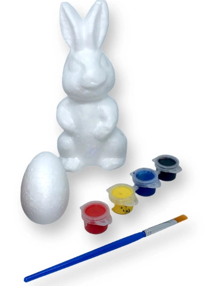 Coelho Isopor Branco Pincel/tinta C/4 Cores Ydh