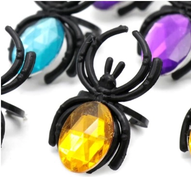 Anel Aranha Pedra Colorida C/10pcs 3,5cm Ydh