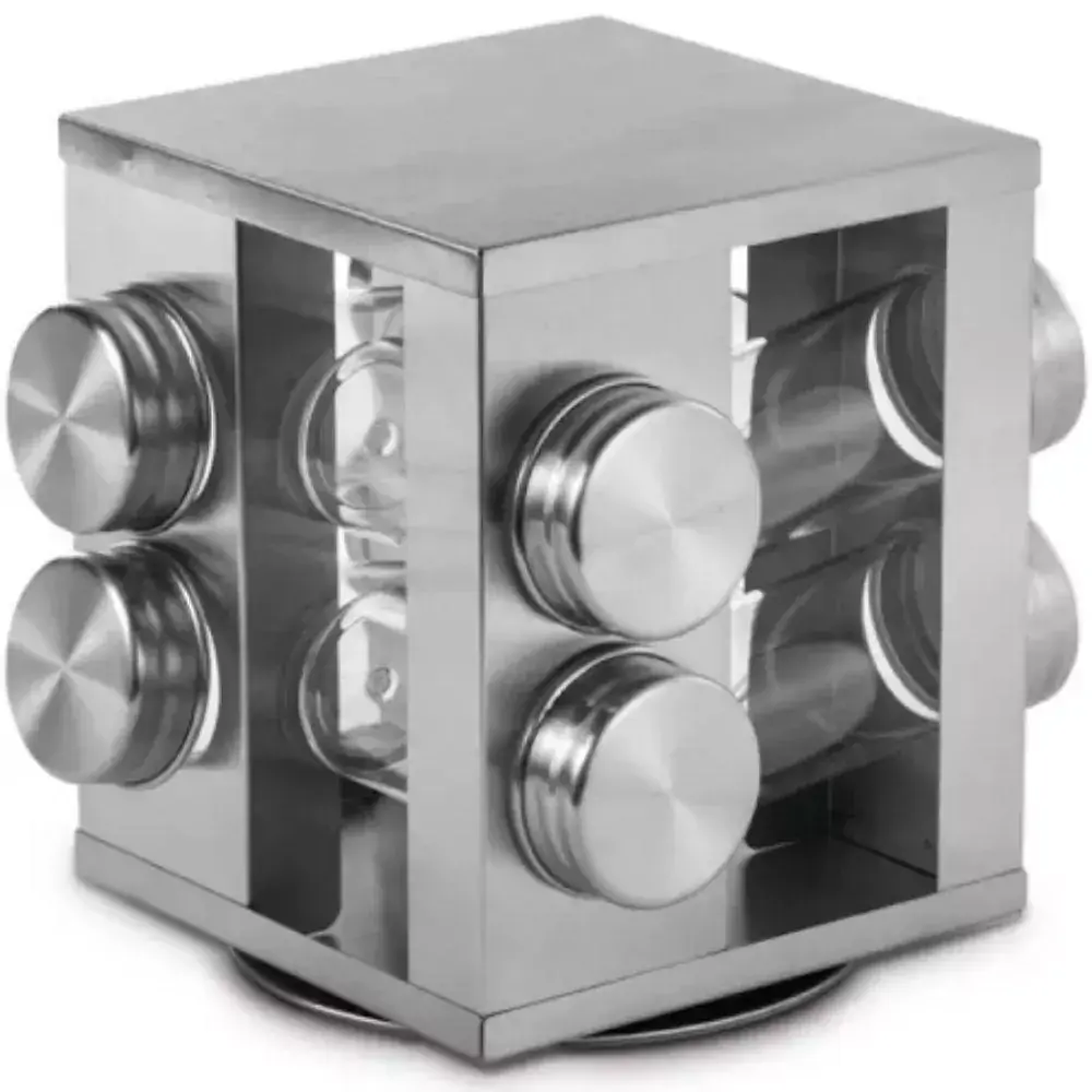 Porta Condimentos Giratório Aço Inox 8 peças - MIMO STYLE