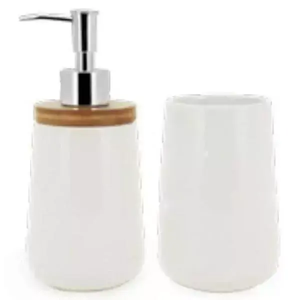 Conjunto Para Banheiro Bambu Branco 2 Peças Mimo STYLE BH20101 7087