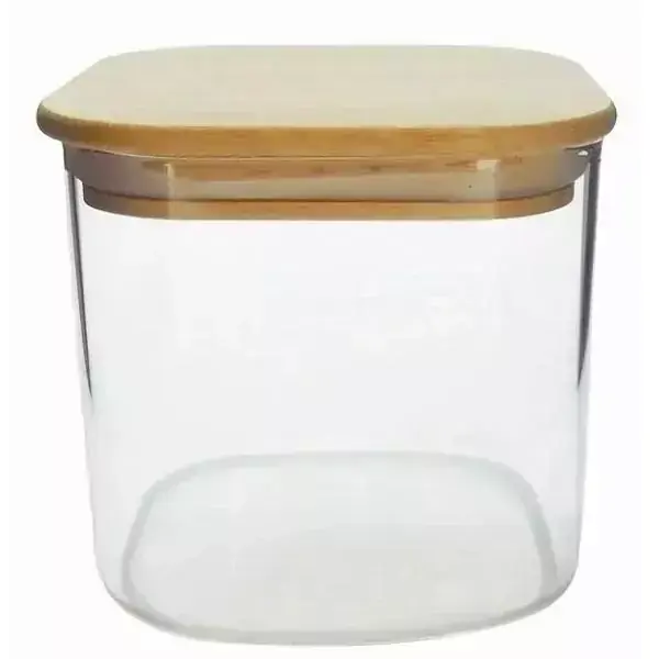 Pote Hermetico Vidro Borossilicato Tampa de Bambu 750ML Mimo STYLE VD20266 7375