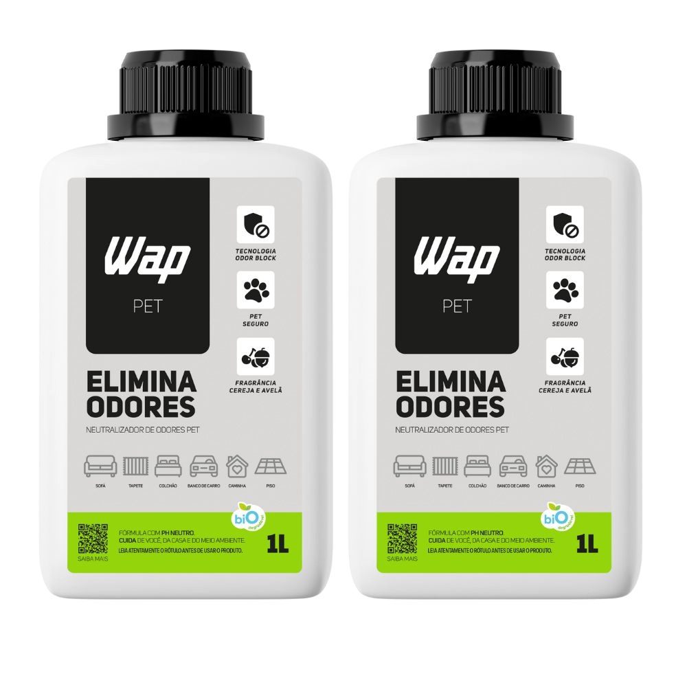 Kit 2 Eliminador Odores Biodegradável Cheiro Gatos Cães Fragrância Cereja Avela 1 Litro - Wap