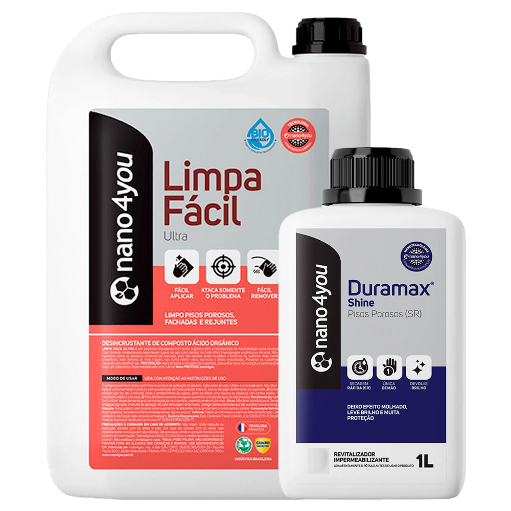 Kit Limpa Ultra Duramax Pisos Remove Encardido Protege Pedras Tijolos Porcelanatos Rústicos Leve Brilho - Nano4you