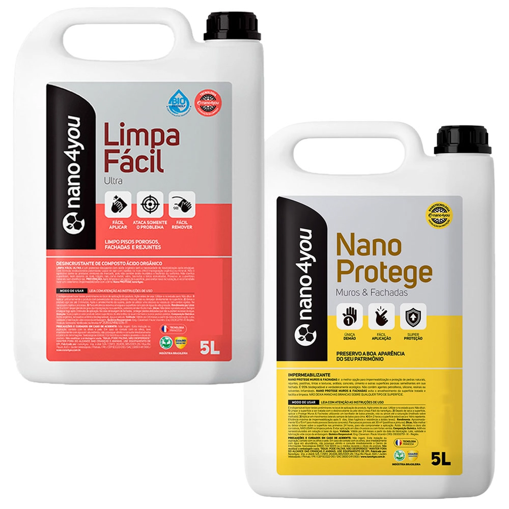 Kit Limpa Ultra Remove Incrustações Protege Muros Fachadas Contra Fungos Musgos Bolor Poluição - Nano4you