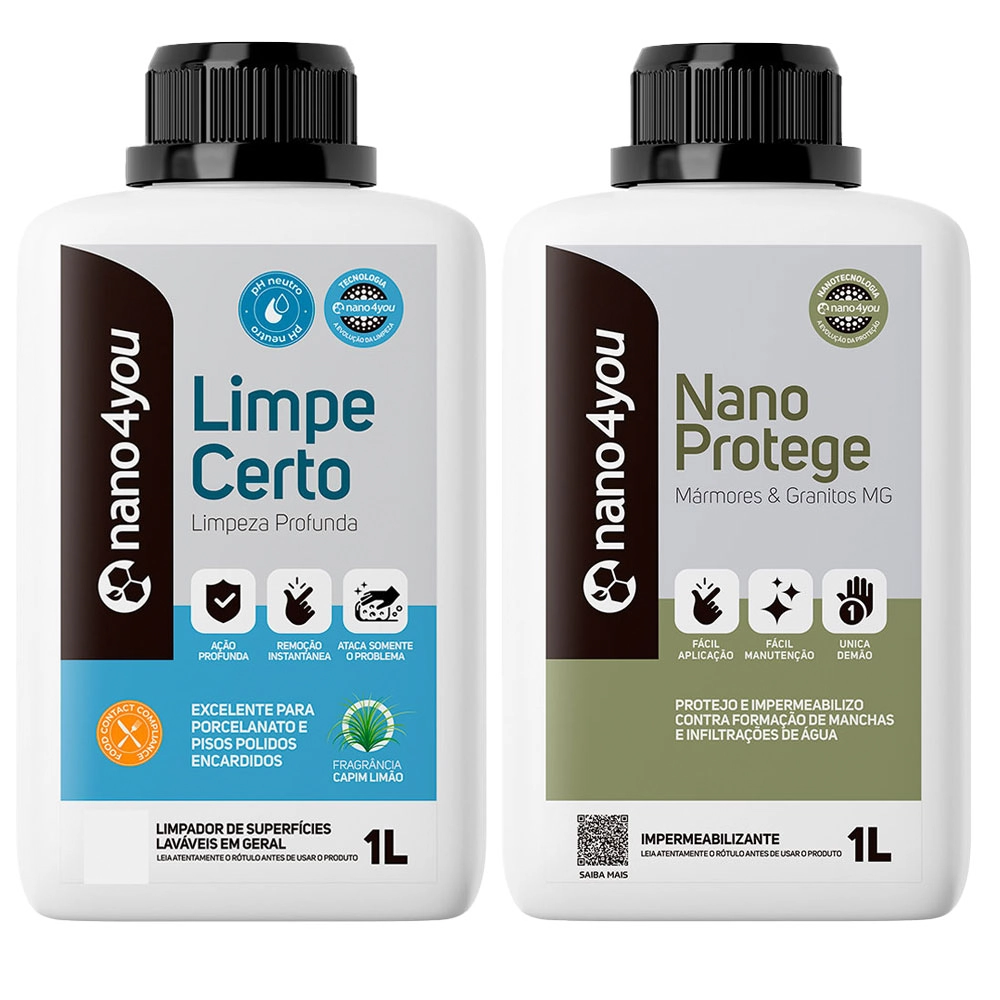 Kit Limpeza Remove Sujeiras Impregnadas Protege Mármores Granito Pisos Polidos 1 Litro - Nano4you