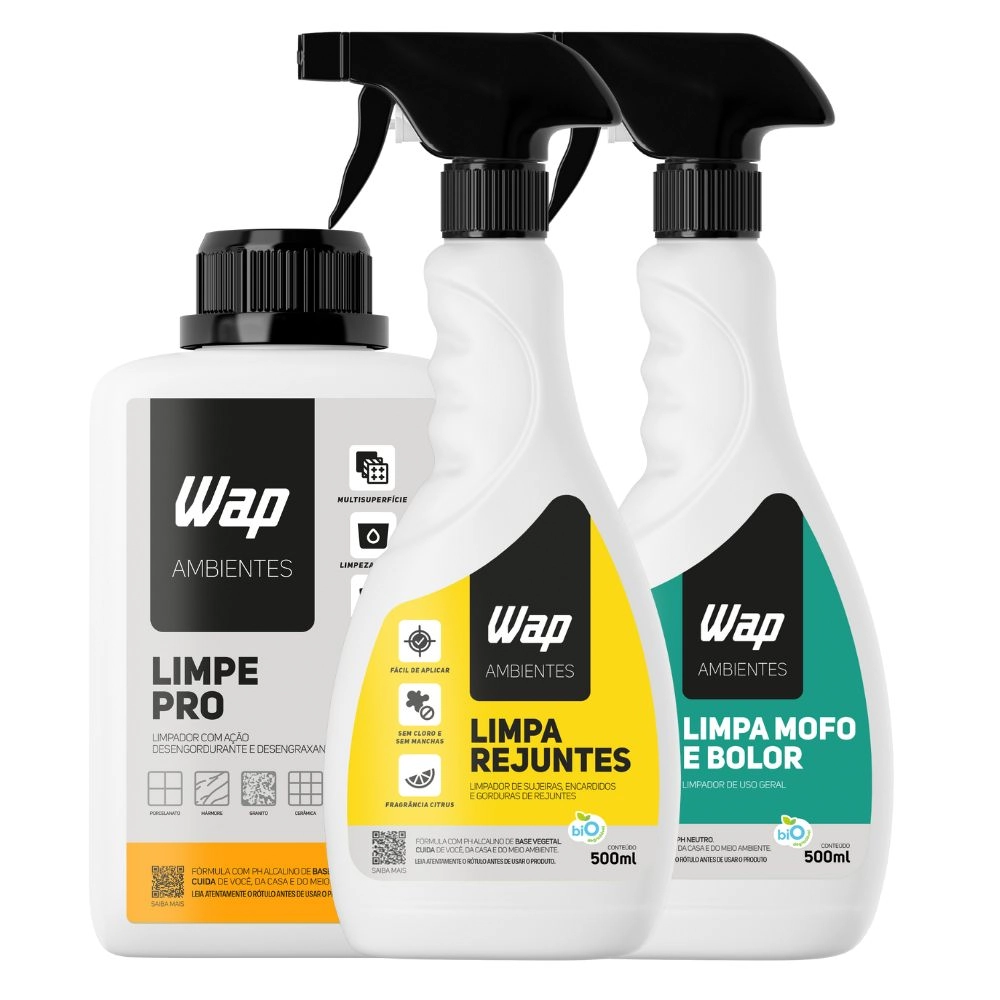 Kit Limpeza Profunda Para Rejuntes Mofo Bolor E Pisos Com Limpador Concentrado E Pronto Uso - Wap