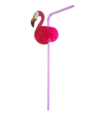 Canudo Plastico Flamingo C/12
