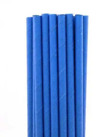Canudo Papel Liso Azul Escuro C/25un