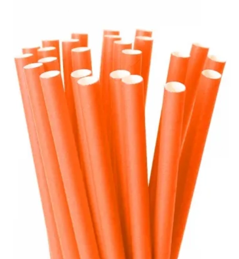 Canudo Papel Liso Laranja 25un