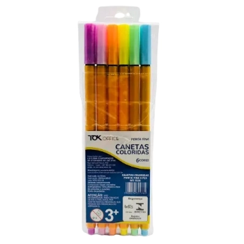 Caneta Ponta Fina 6cor Pastel Mt1326