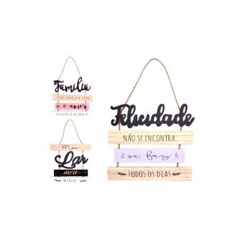 Placa Dec Em Madeira 23x24cm Ref.25371 Mult Mix