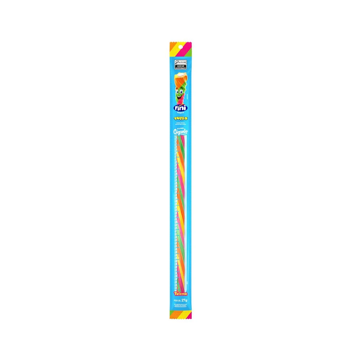 Bala de Gelatina Regaliz Fini Tubes Super Gigante Twister 27g
