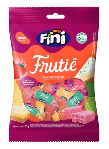 Bala Mix de Sobremesas Fini Frutiê Pacote 70g