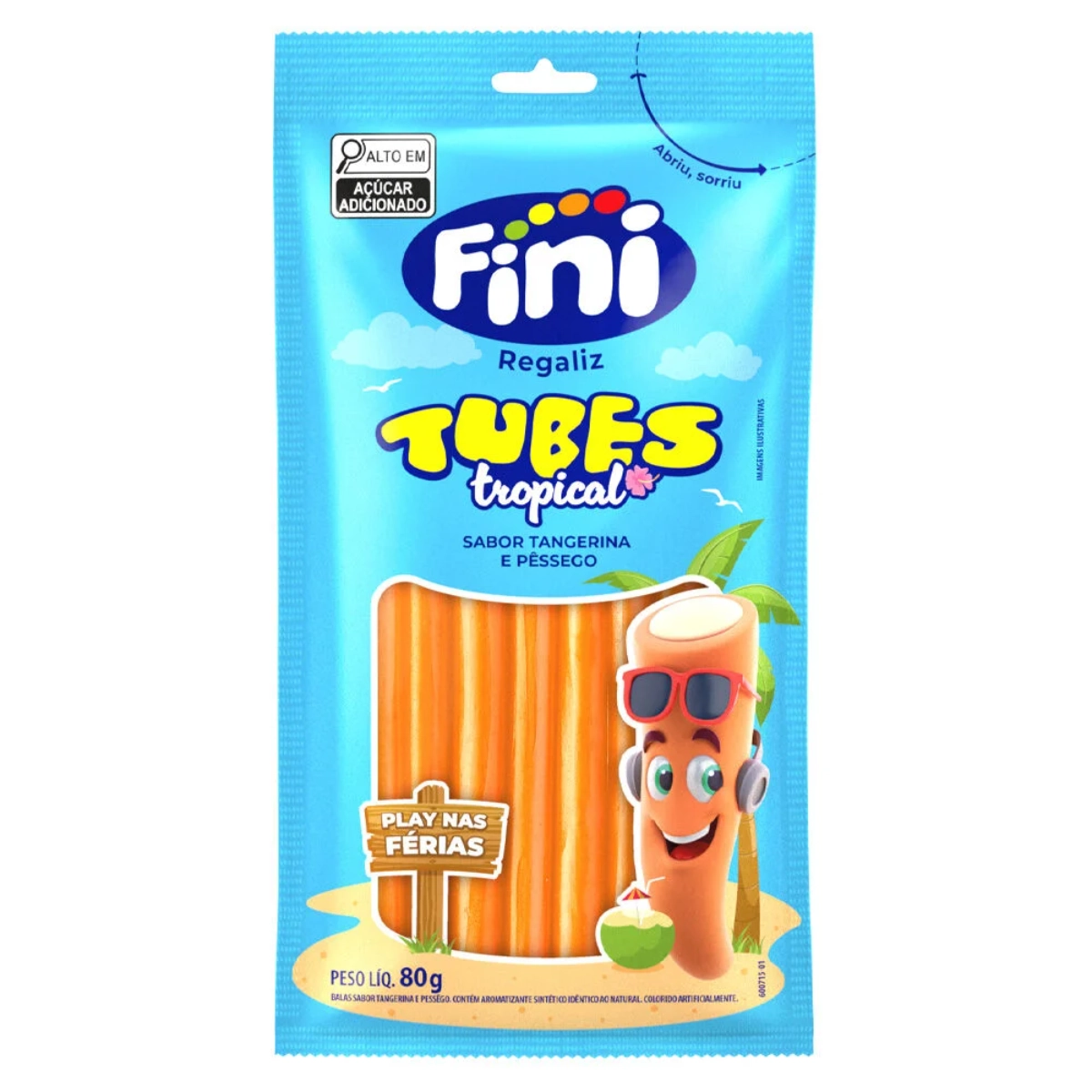 Bala De Gelatina Fini Tubes Tropical 80g