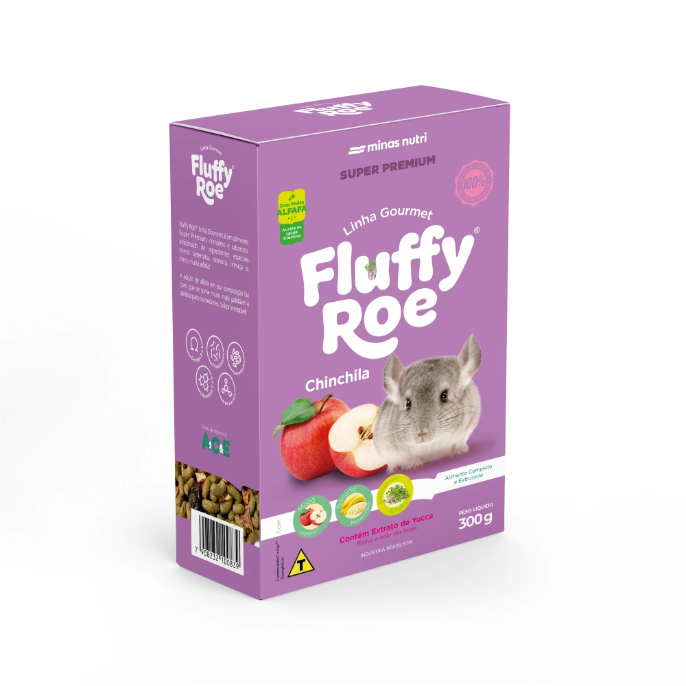 Alimento Para Roedores Chinchila Fluffy Roe Gourmet Minas Nutri 300g