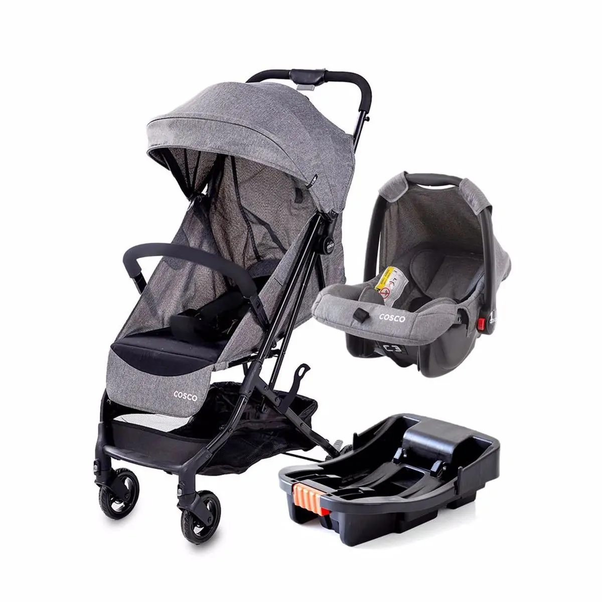 Travel System Minny 3.0 Trio Cosco Cinza Mescla