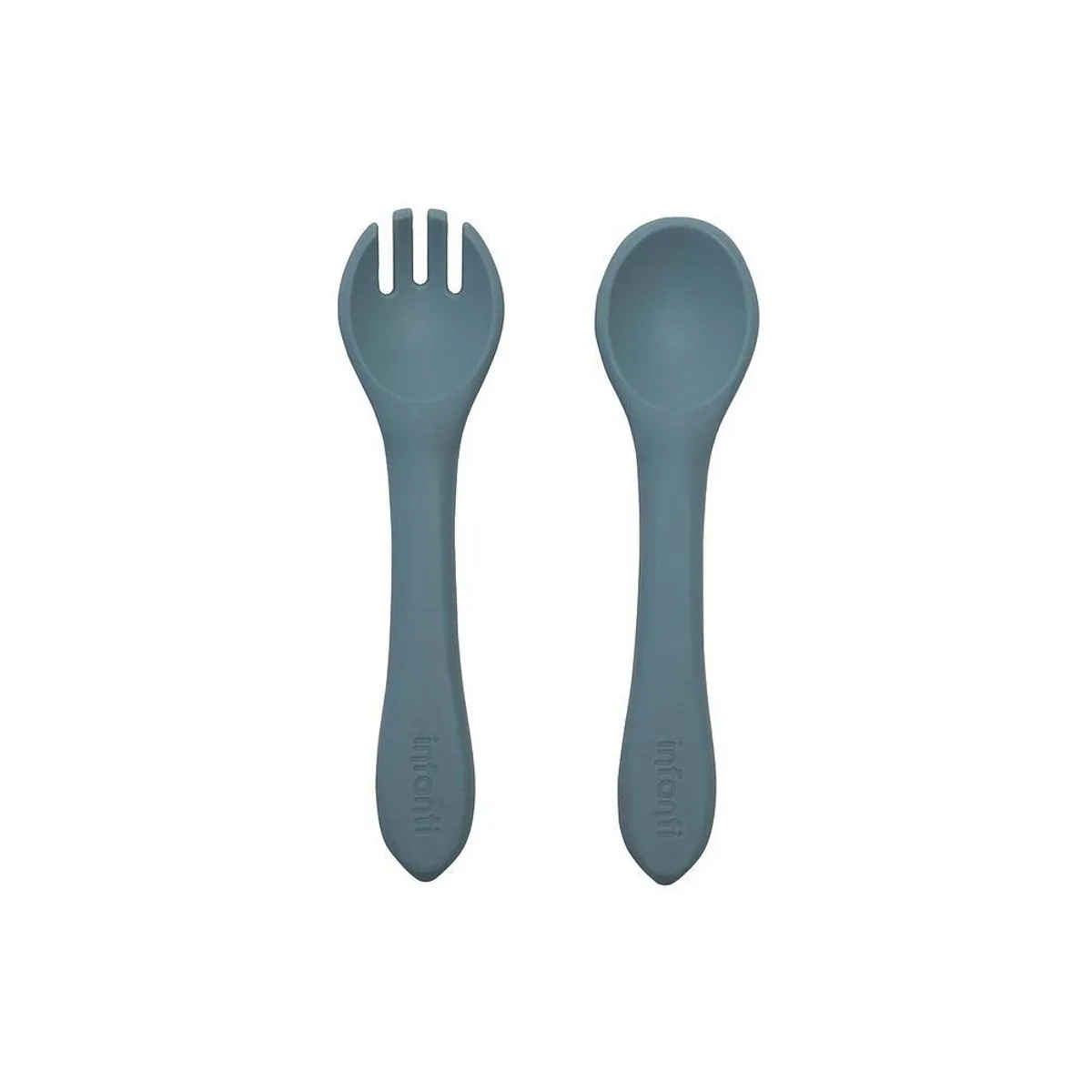 Garfo e Colher de Silicone Piccolo Azul - Infanti