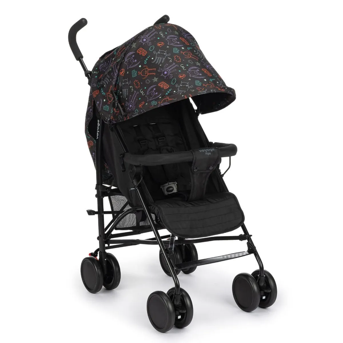 Carrinho de Bebê Guarda-Chuva Pipa Preto Neon - Voyage