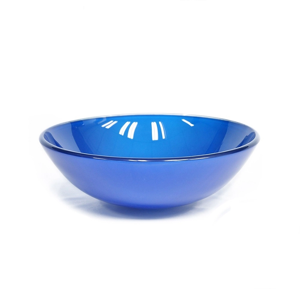 Cuba De Vidro Redonda 31cm Azul Escuro
