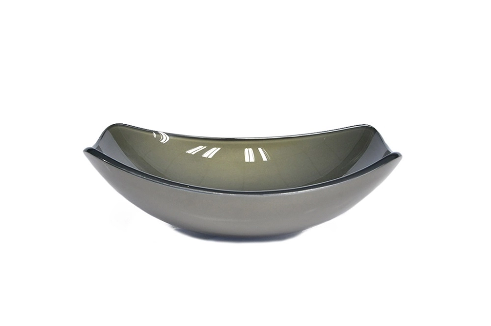 Cuba De Vidro Oval Chanfrada 51cm Ouro Envelhecido