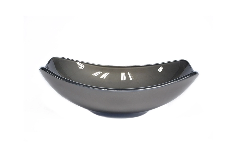 Cuba De Vidro Oval Chanfrada 51cm Grafite