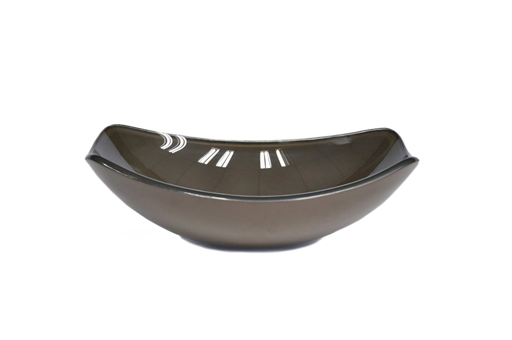 Cuba De Vidro Oval Chanfrada 51cm Marrom