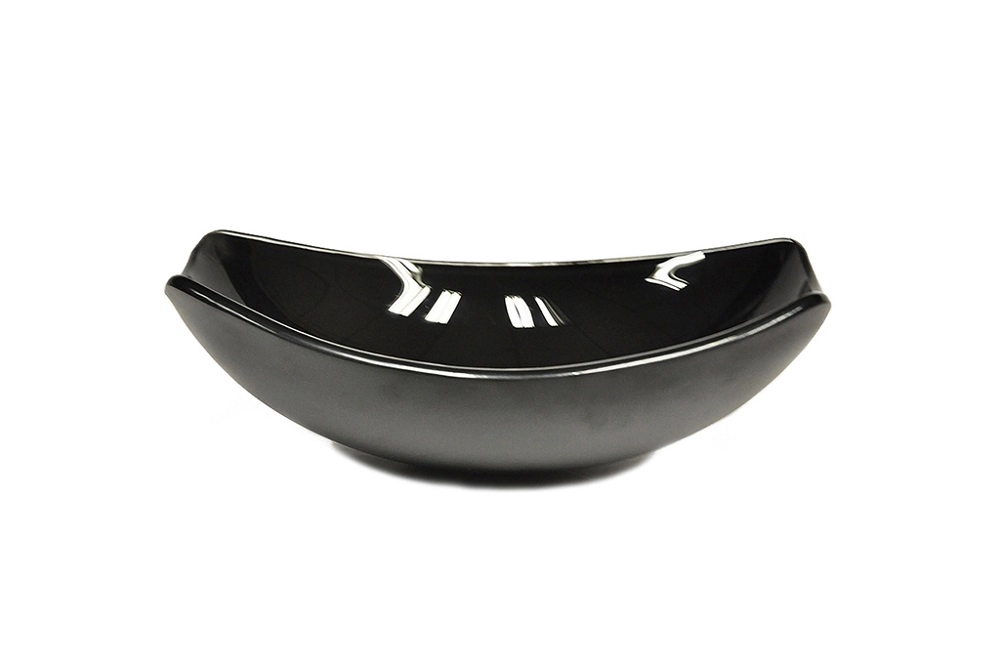 Cuba De Vidro Oval Chanfrada 51cm Preta