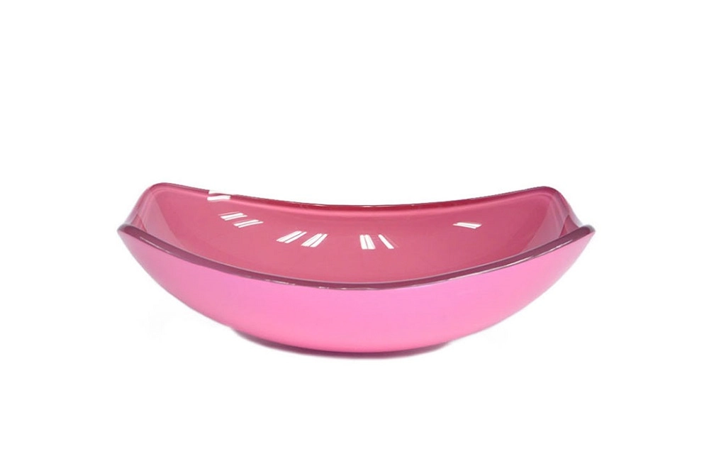 Cuba De Vidro Oval Chanfrada 51cm Rosa