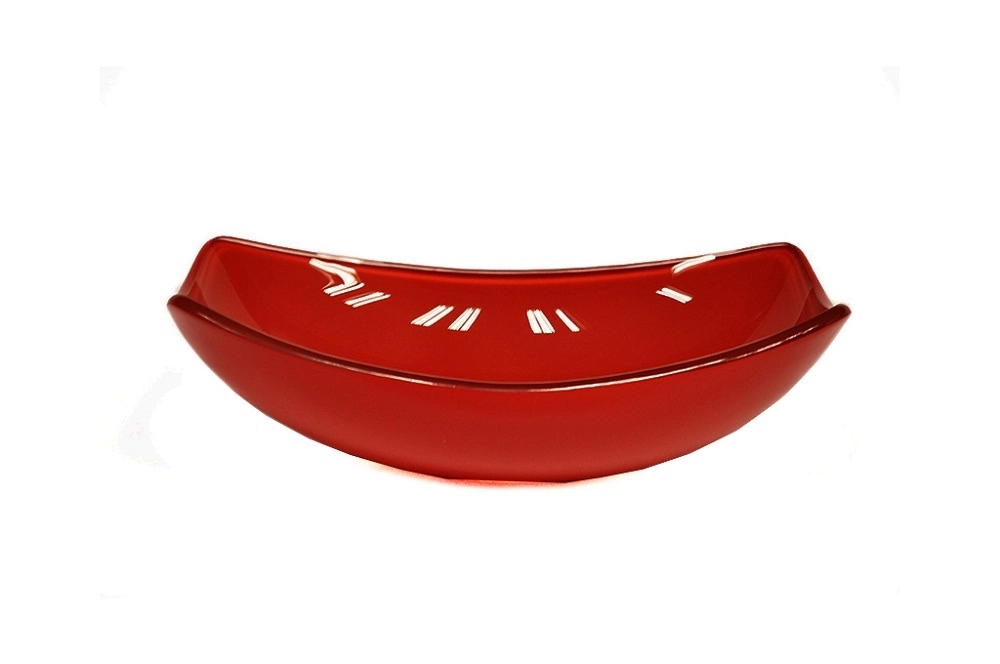 Cuba De Vidro Oval Chanfrada 51cm Vermelho Cereja