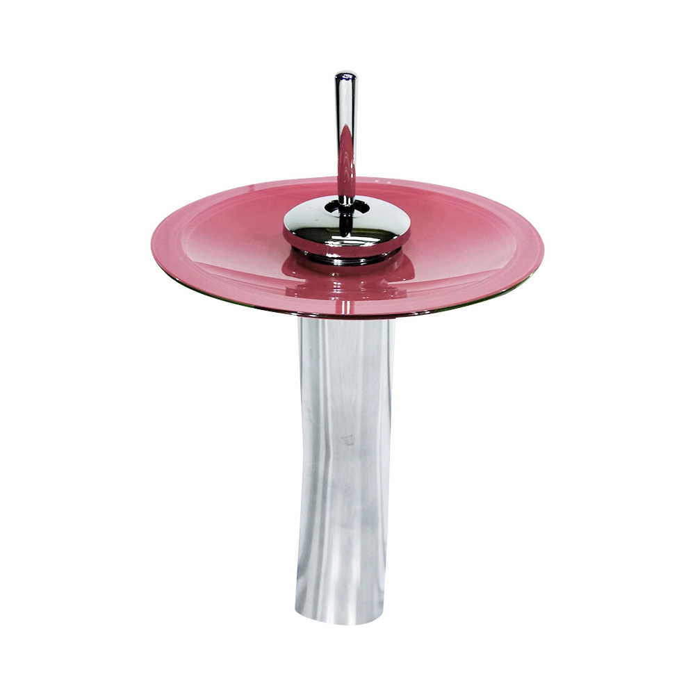 Torneira Monocomando De Vidro Redonda Alta Rosa