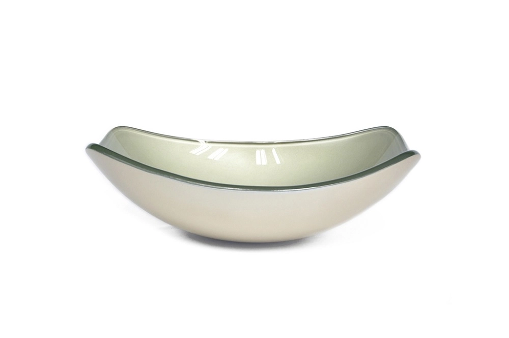 Cuba De Vidro Oval Chanfrada 46cm Champanhe