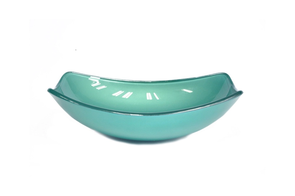 Cuba De Vidro Oval Chanfrada 46cm Verde