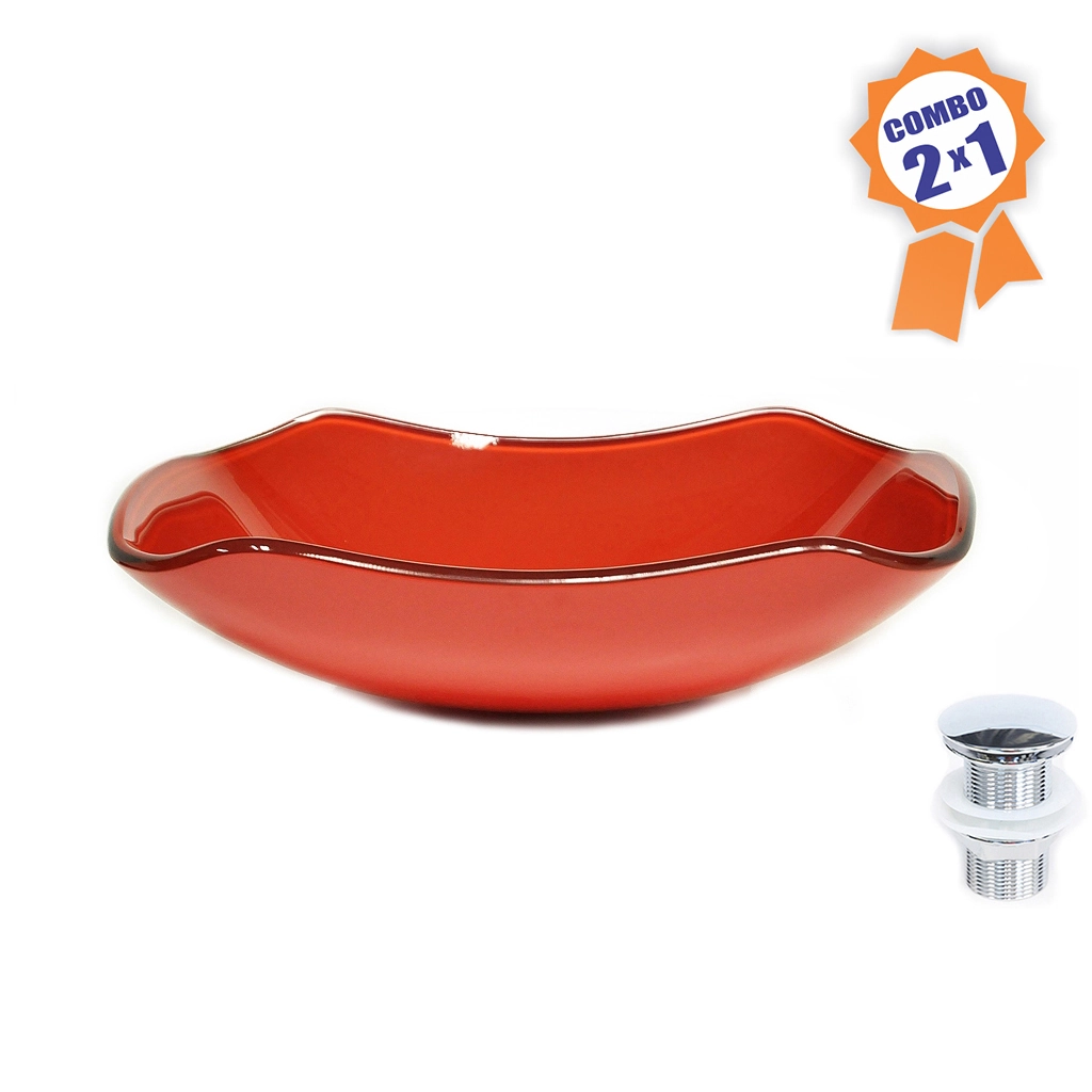Cuba De Vidro Retangular Abaulada 45cm Vermelho Ferrari + Válvula Click