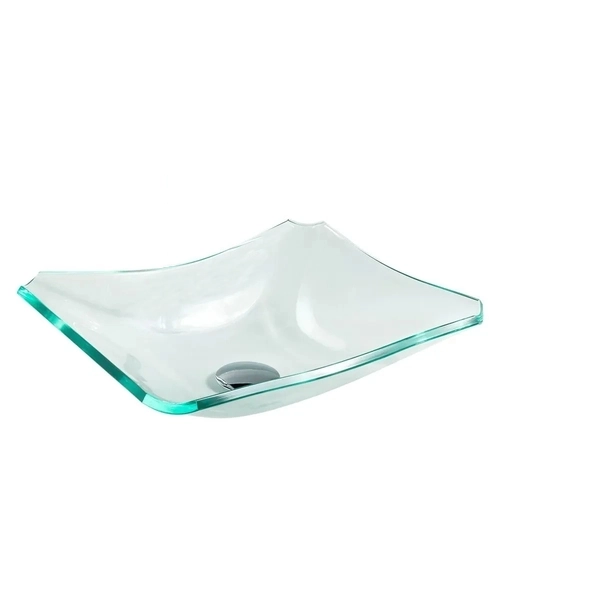 Cuba De Vidro Retangular Chanfrada 37cm Jateada