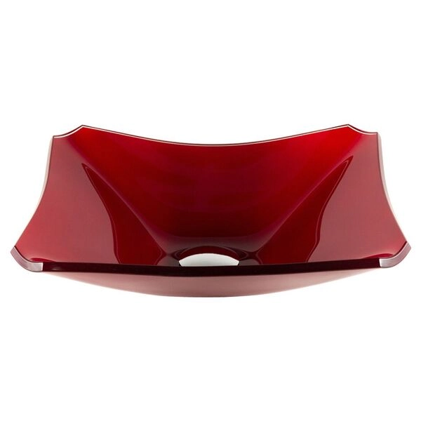 Cuba De Vidro Retangular Chanfrada 37cm Vermelho Cereja