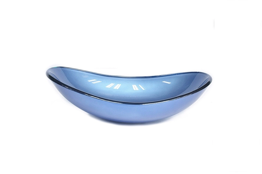 Cuba De Vidro Oval 47cm Azul