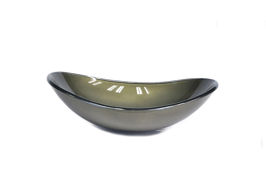 Cuba De Vidro Oval 47cm Ouro Envelhecido