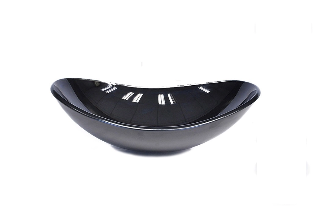 Cuba De Vidro Oval 47cm Preta