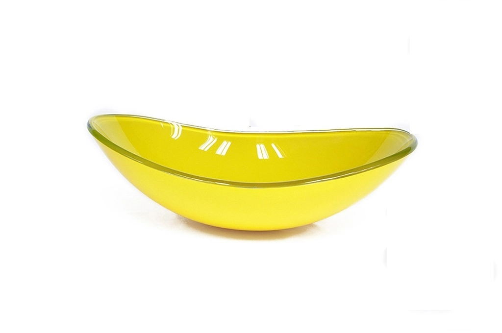 Cuba De Vidro Oval 55cm Amarela