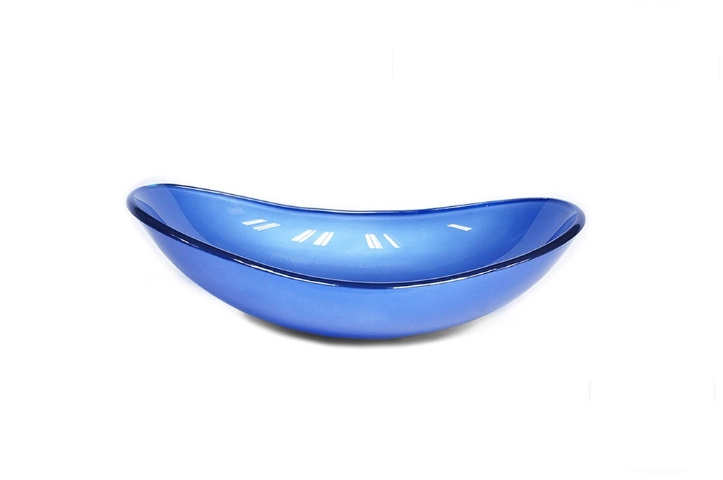 Cuba De Vidro Oval 55cm Azul Escuro