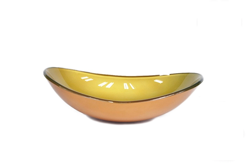 Cuba De Vidro Oval 55cm  Dourado Real