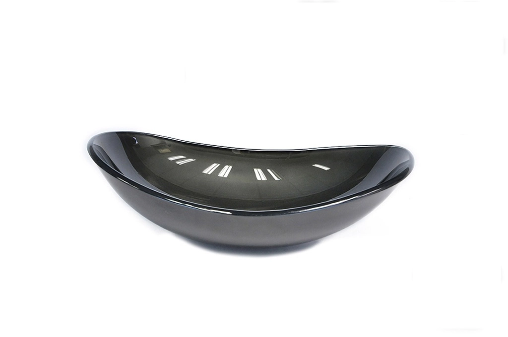 Cuba De Vidro Oval 55cm  Grafite
