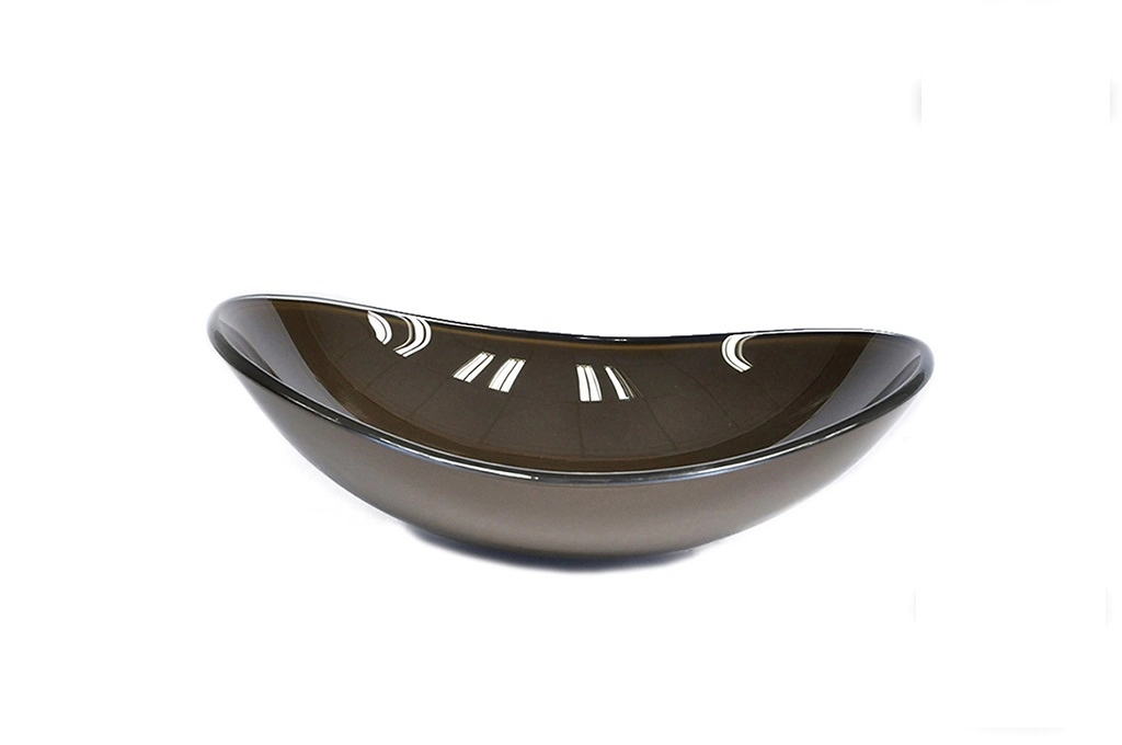 Cuba De Vidro Oval 55cm  Marrom