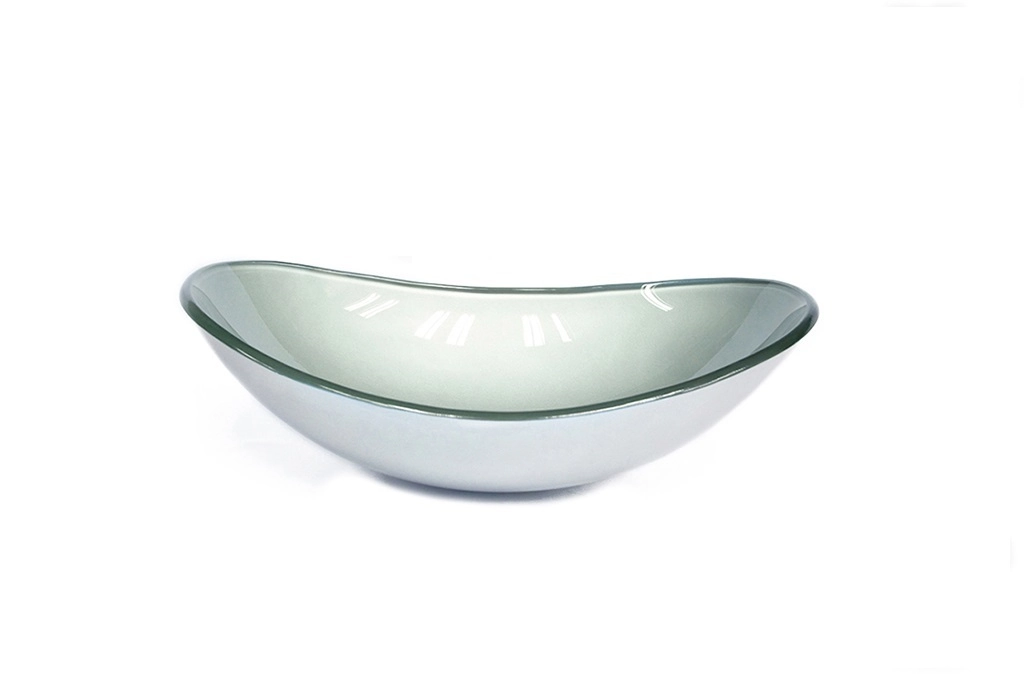Cuba De Vidro Oval 55cm  Prata